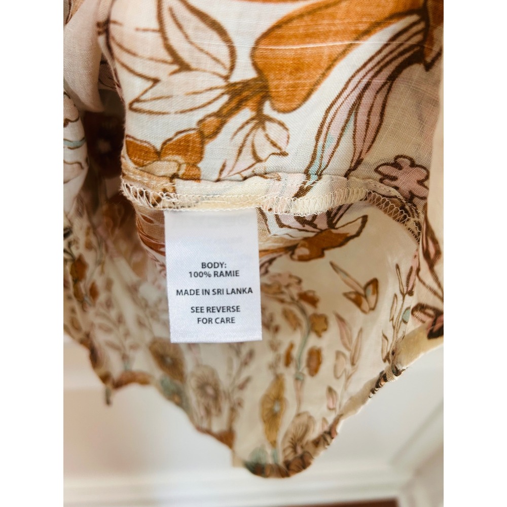 Spartina 449 Claudette Woven Blouse Size L Mercer House Woodblock Floral Cream - Picture 9 of 9